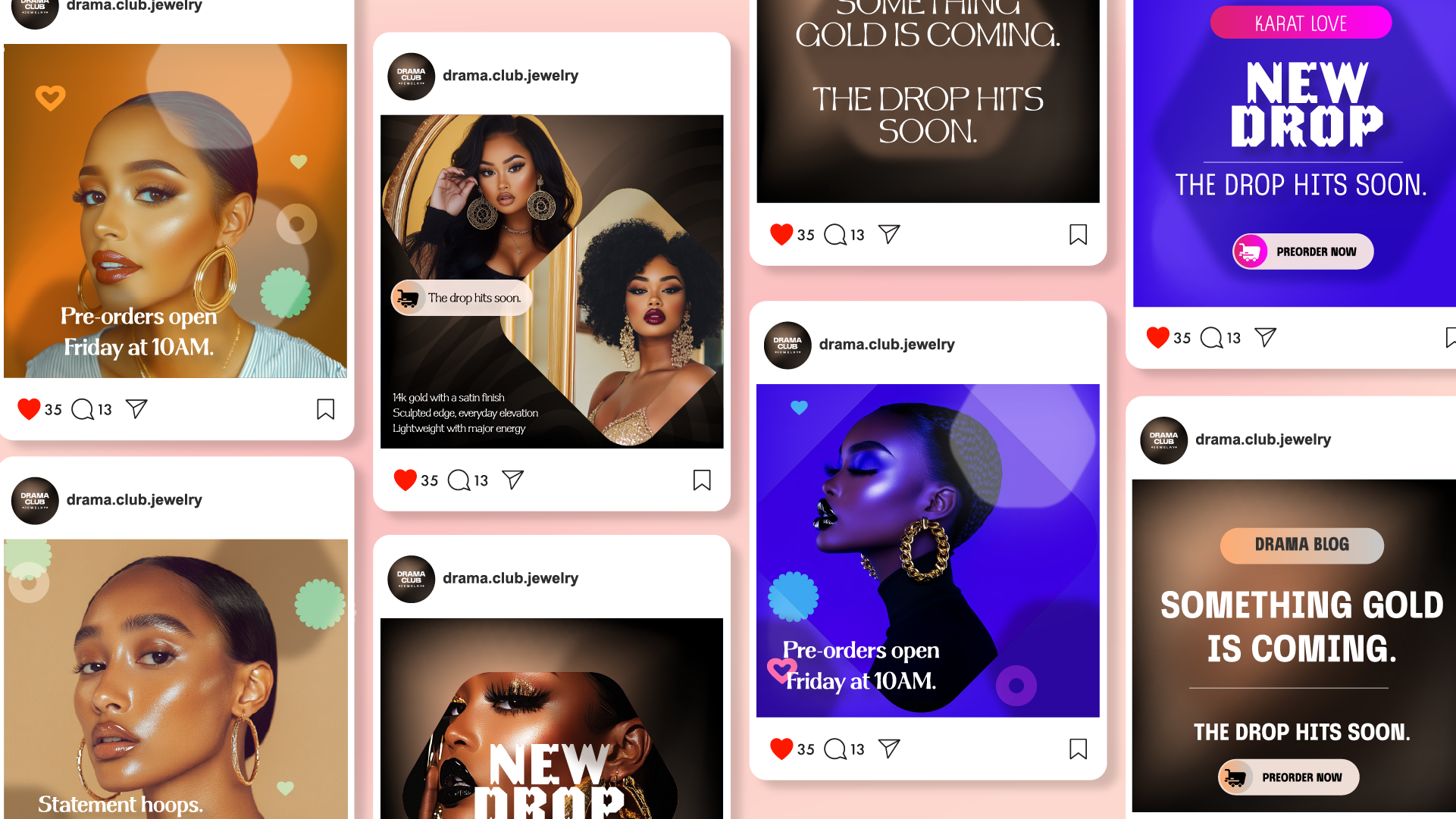 Project Illustration for a Social media campaign visual for Drama Club Jewelry